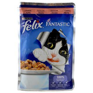 Felix Fantastic Hrana Umeda pentru Pisici Adulte cu Carne de Somon in Aspic