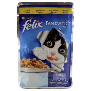 Felix Fantastic Hrana Umeda pentru Pisici Adulte cu Carne de Pui in Aspic