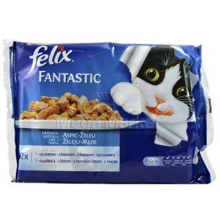 Felix Fantastic Hrana Umeda pentru Pisici Adulte cu Carne de Somon si Platica