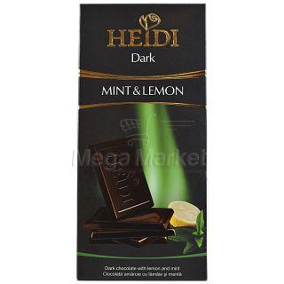 Heidi Dark Ciocolata Amaruie cu Granule cu Lamaie si Menta