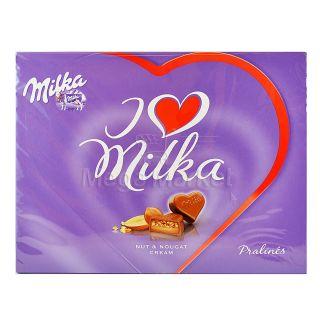 Praline din Ciocolata in Forma de Inima I Love Milka cu Crema de Migdale