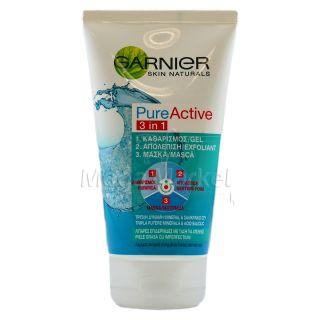 Garnier Pure Activ 3in1 Gel + Exfoliant + Masca pentru Piele Grasa cu Imperfectiuni