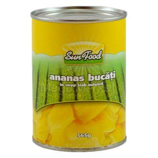 Sun Food Ananas Bucati in Sirop Slab Indulcit