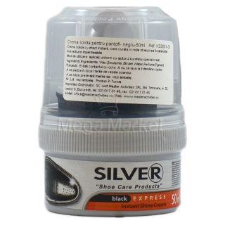Silver Crema Solida pentru Pantofi Neagra