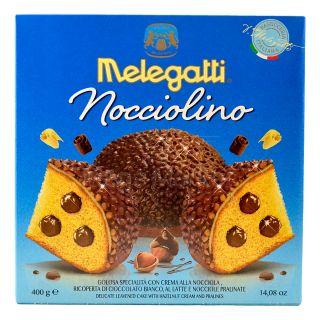 Melegatti Cozonac Copt Umplut cu Crema de Alune de Padure si Glazura de Ciocolata