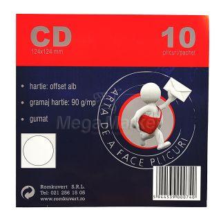 Romkuvert Plicuri Gumat CD 10 buc (Hartie Offset Alb)